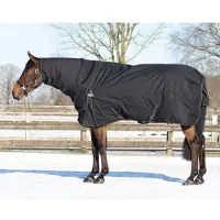 QHP Turnout Combo Set met onderdeken en hals - maat 165/215 - black/twist