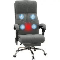 Vinsetto -Massagebureaustoel-Fluwelen (100% polyester)-64x70x117cm-Grijs