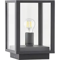 LINDBY Sokkellamp buiten Giavanna, dimbaar, zwart, Aluminium, Modern, Sokkellamp