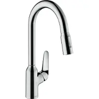 Hansgrohe Focus M42 ééngreeps keukenmengkraan 220 met uittrekbare vuistdouche, 2 straalsoorten, chroom