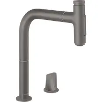 Hansgrohe metris select m71 2-gats eengreeps keukenmengkraan 200 met uittrekbare vuistdouche en sbox, 2 straalsoorten, brushed black chrome