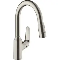 Hansgrohe focus m42 eengreeps keukenmengkraan 180 met uittrekbare vuistdouche, 2 straalsoorten, rvs look