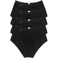 Sloggi 4P Chic Midi Lace Briefs Zwart katoen 50 Dames