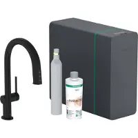 Hansgrohe aqittura m91 sodasystem 210, uittrekbare uitloop, 1jet, sbox, starter set , mat zwart