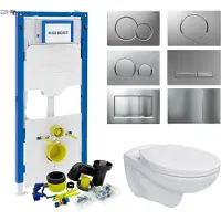 Geberit UP320 Toiletset Compleet | Inbouwreservoir | Basic Pro Randloos Wit | Met drukplaat | SET01