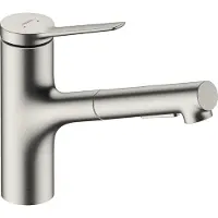 Hansgrohe zesis m33 eengreeps keukenkraan 150 met metalen uittrekbare vuistdouche, 2jet, rvs look