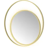 Hotbath Spiegel &MORE 100x100 cm LED-Verlichting Spiegelverwarming Rond Deco Geborsteld Messing PVD