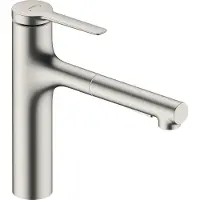 Hansgrohe zesis m33 eengreeps keukenkraan 160 met metalen uittrekbare vuistdouche, 2jet, rvs look