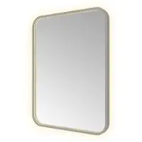 Hotbath Spiegel &MORE 80x60 cm LED-Verlichting Spiegelverwarming Rechthoek Afgerond Geborsteld Gunmetal