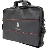 U.s. polo assn. U.S. POLO ASSN., 15'' Laptoptas Model middelste streep, Zwart