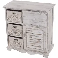 Mendler Ladekast Kast met 3 manden 63x60x30cm, shabby look, vintage ~ wit