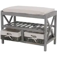 MCW Schoenenrek -C48, zitbank schoenenrek, shabby look vintage 45x65x34cm ~ grijs