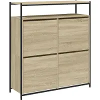 vidaXL Schoenenkast met 4 klaplades 100x34x112 cm sonoma eikenkleurig