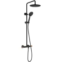 Sapho Regendouche met thermostatische mengkraan solaris mat zwart/koper