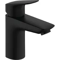 Hansgrohe Logis ééngreeps wastafelmengkraan 100 met metalen PushOpen afvoerplug, mat zwart
