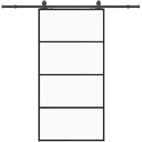 vidaXL Schuifdeur met beslagset 102,5x205 cm ESG glas zwart