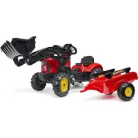 Falk Rode Supercharger traptractor met te openen motorkap en aanhanger