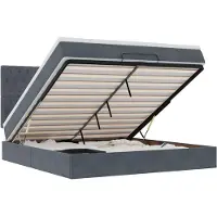 vidaXL Ottoman bed met matrassen 160x200cm fluweel donkergrijs