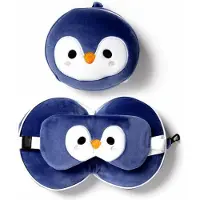 Puckator Relaxeazzz Pluche Pinguïn Rond Reiskussen & Slaapmasker