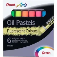 Pentel PentelArts Ölpastellkreide PHN-F6, 6er Set, Neonfarben deckend, für Papier, Karton, Leinen und Holz