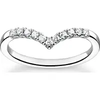 Thomas Sabo Ring, Ring V Vorm met Witte Stenen Zilver, (52, 925 zilver)
