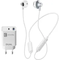 Cellularline kit lader 20W + BT headset wit