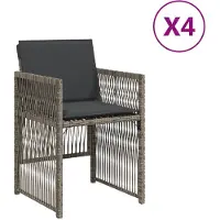 vidaXL Tuinstoelen met kussens, 4 stuks, grijs, polyrotan