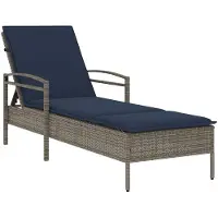 vidaXL Ligbed met kussen grijs 63x200x81 cm poly rattan (alleen VS)