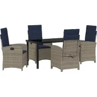 vidaXL Tuin Eettafel Set 5 st Grijs poly rattan