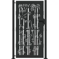 vidaXL Tuinpoort 110 x 205 cm Gepoedercoat staal Zwart Vergrendelbaar