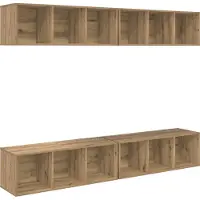 vidaXL Tv-meubelset 4 st Artisan Eiken Bewerkt hout