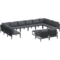 vidaXL Tuinbank Set 13 st Zwart Staal