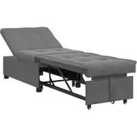 vidaXL Uittrekbare Slaapbank Donkergrijs 194 x 67 x 82 cm Microvezel