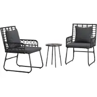vidaXL Tuinset, 3-delig, zwart en antraciet, van polyrotan