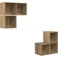vidaXL Tv-meubelset 4 st Artisan Eiken Bewerkt hout