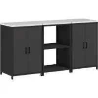 vidaXL Opbergset voor de keuken, HATTEM, 3 stuks, zwart