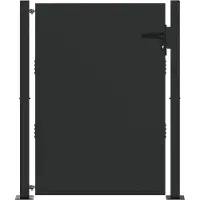 vidaXL Tuinpoort 110 x 130 cm Gepoedercoat staal Zwart Vergrendelbaar