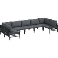 vidaXL Tuinbank Set 7 st Zwart Staal