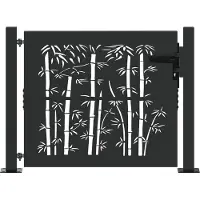 vidaXL Tuinpoort 110 x 105 cm Gepoedercoat staal Zwart Vergrendelbaar