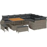 vidaXL - Tuinbank - Set - 12 - st - 12-Aantal - zitplaatsen - Grijs - Poly - Riet