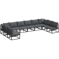 vidaXL Tuinbank Set 10 st Zwart Aluminium