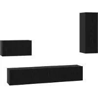 vidaXL Wand TV Kast 4 st Zwart Eiken Bewerkt hout