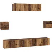 vidaXL Tv-meubelset 7 st Oud Hout Bewerkt hout