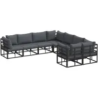 vidaXL Tuinbank Set 8 st Zwart Staal