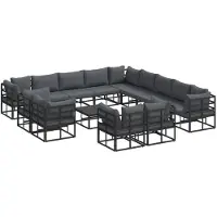 vidaXL Tuinbank Set 14 st Zwart Aluminium