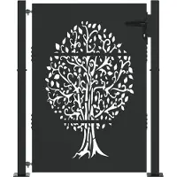 vidaXL Tuinpoort met slot Zwart 110 x 130 cm Poedercoated staal