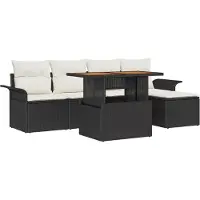 vidaXL Tuinbank Set 6 st Zwart Poly rattan