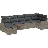vidaXL Tuinset, 7-delig, grijs, polyrotan