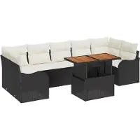 vidaXL Tuinbank Set 8 st Zwart Poly rattan