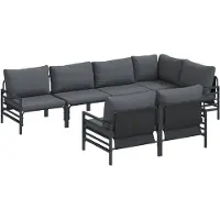 vidaXL Tuinbank Set 7 st Zwart Staal